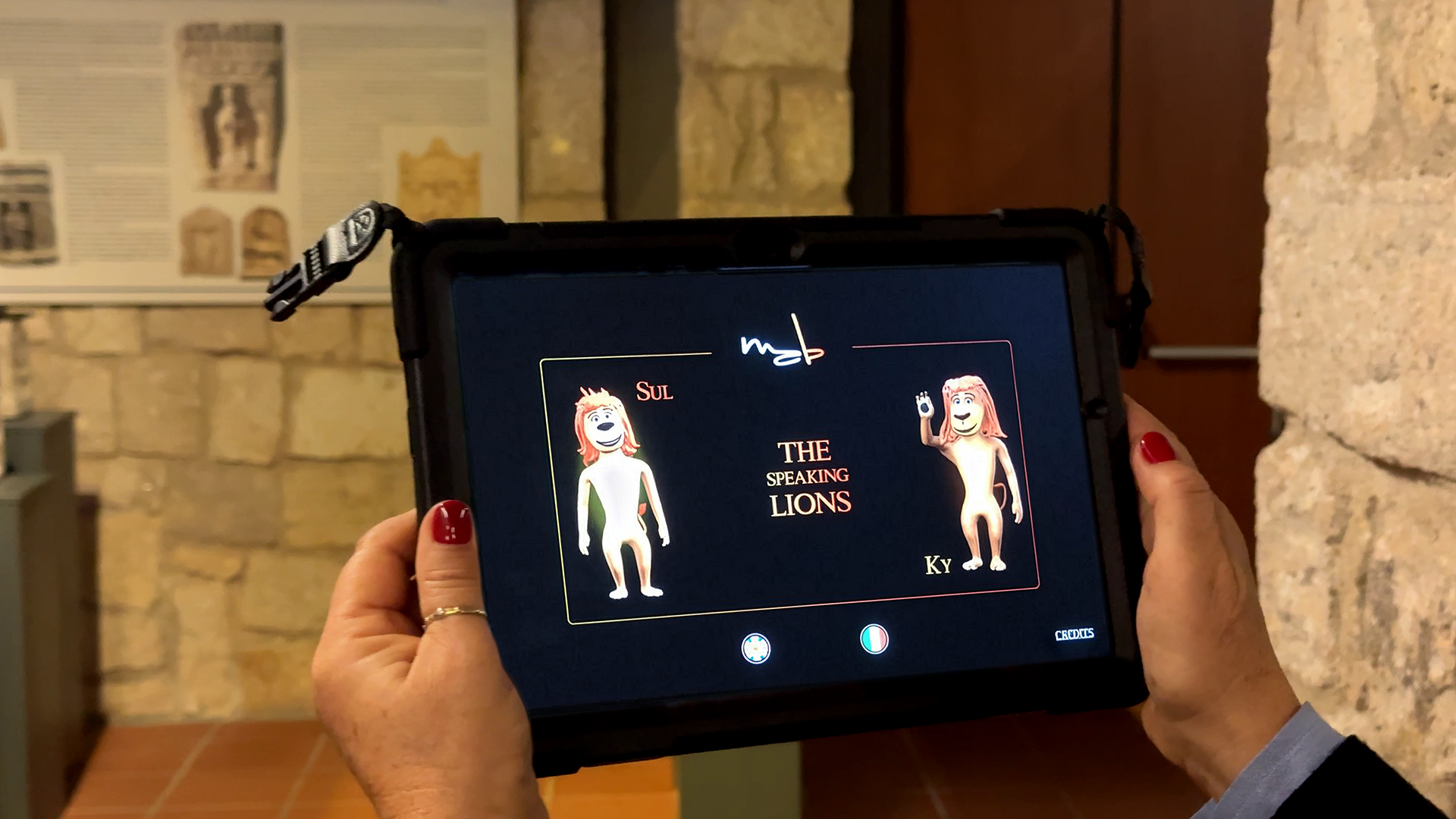 Applicazione museale su tablet per esperienza interattiva The Speaking Lions